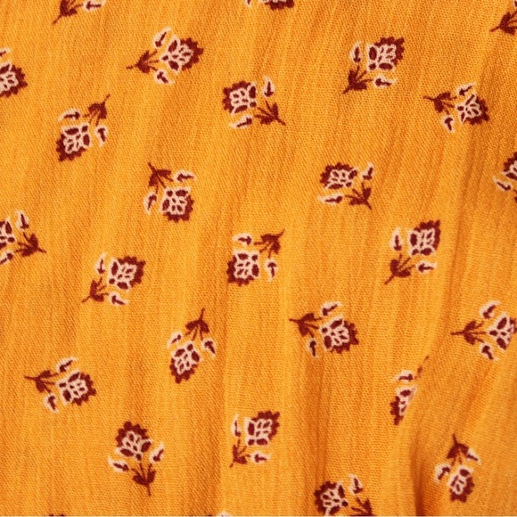 Forever 21 Orange Ditsy Floral Smock Dolman Short Sleeve Blouse Women’s Top Sz M - Picture 13 of 13